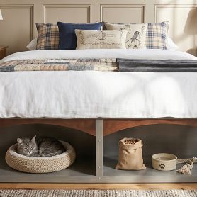 King Bed Frame With Storage Drawers, No Headboard Platform Bed