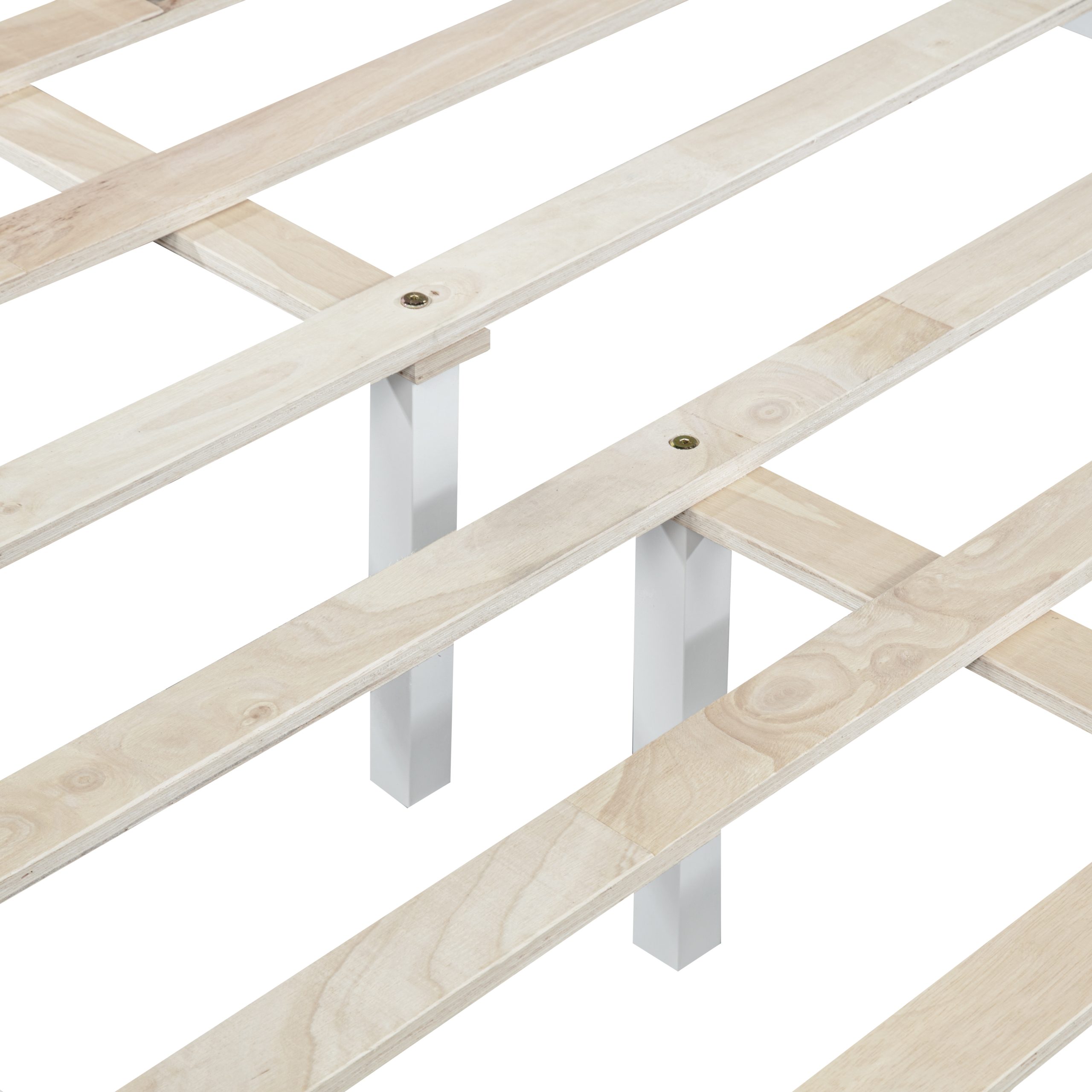Pine Wood Full Size Bed with Adjustable Height Headboard
