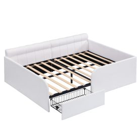 Full Size Boucl Fabric Daybed Frame With Storage Drawer