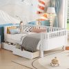 Wood Low Profile Twin Bed with Rails and Drawers