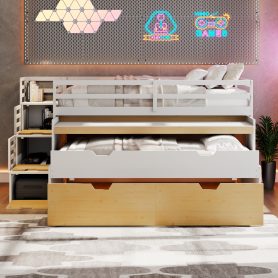 Twin XL Loft Bed with Pull-Out Desk and Twin Trundle