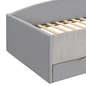Twin Size Upholstered Daybed Frame With 2 Storage Drawers