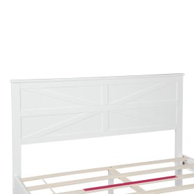 Farmhouse Style Queen Size Bed with Barn Door Designed Headboard and Footboard