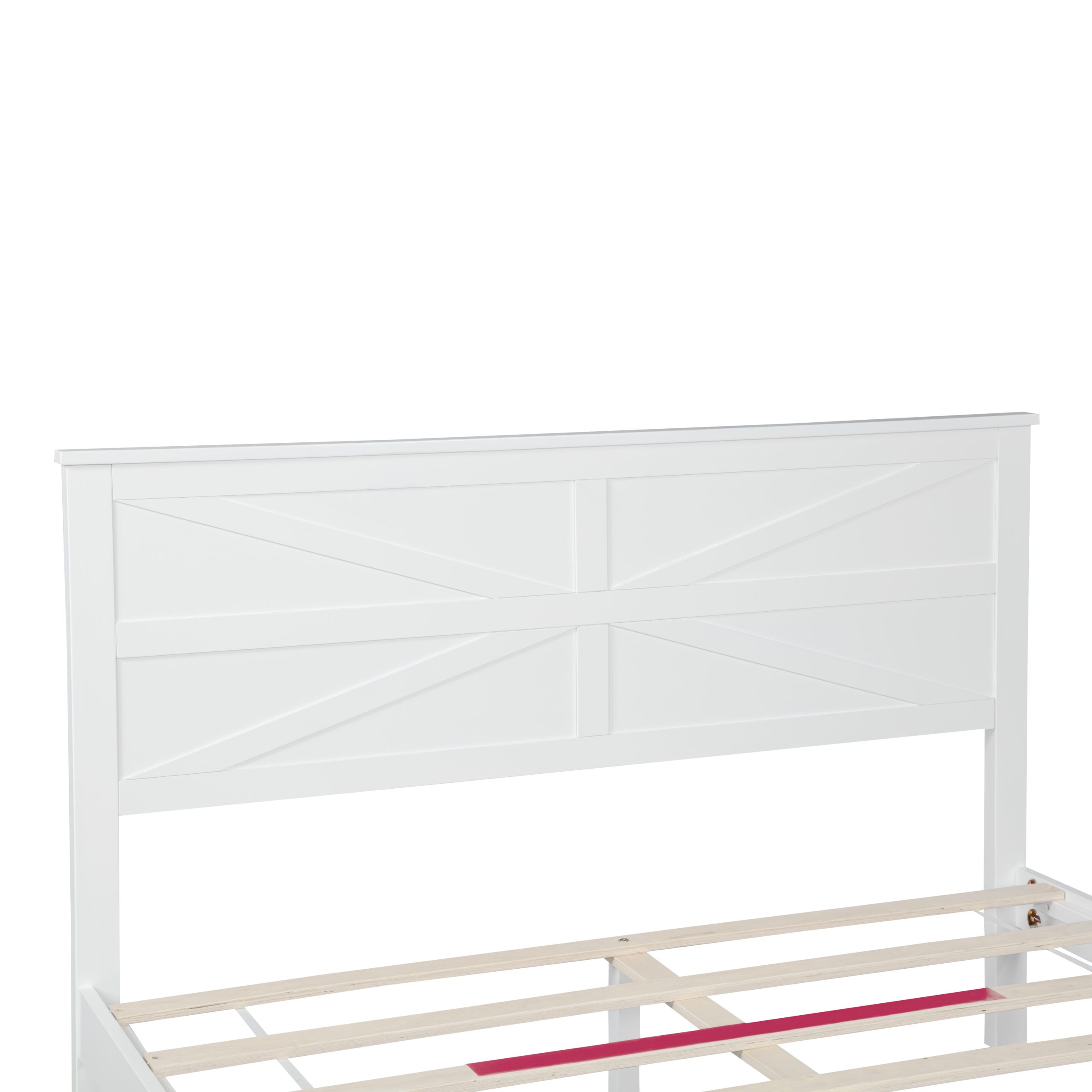 Farmhouse Style Queen Size Bed with Barn Door Designed Headboard and Footboard