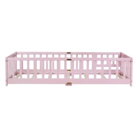 Twin Size Floor Bed with Fence with Door