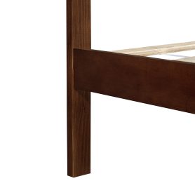 Pine Wood Queen Size Bed with Adjustable Height Headboard