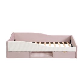 Twin Upholstered Daybed Frame With 2 Storage Drawers