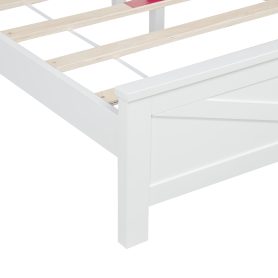 Farmhouse Style Queen Size Bed with Barn Door Designed Headboard and Footboard