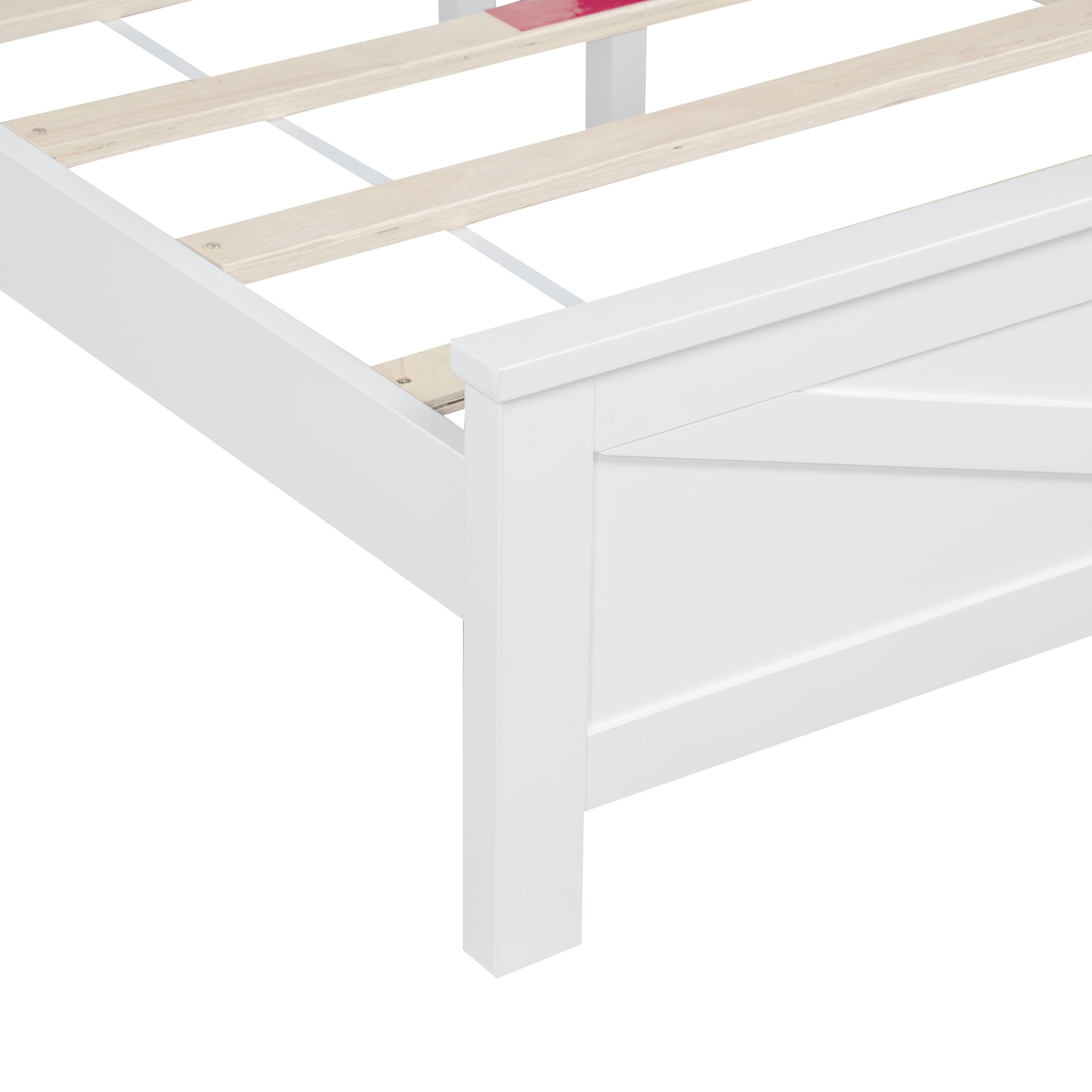 Farmhouse Style Queen Size Bed with Barn Door Designed Headboard and Footboard