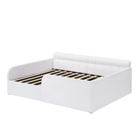 Full Size Boucl Fabric Daybed Frame With Storage Drawer
