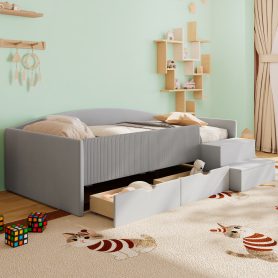 Twin Size Upholstered Daybed Frame With 2 Storage Drawers