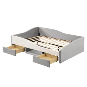 Full Upholstered Daybed Frame With 2 Storage Drawers