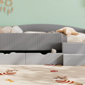Twin Size Upholstered Daybed Frame With 2 Storage Drawers