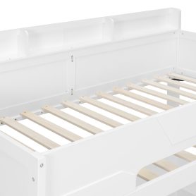 Twin Size Wooden Gaming Loft Bed with U-Shaped Desk, Smart RGB LED Lights and USB Ports