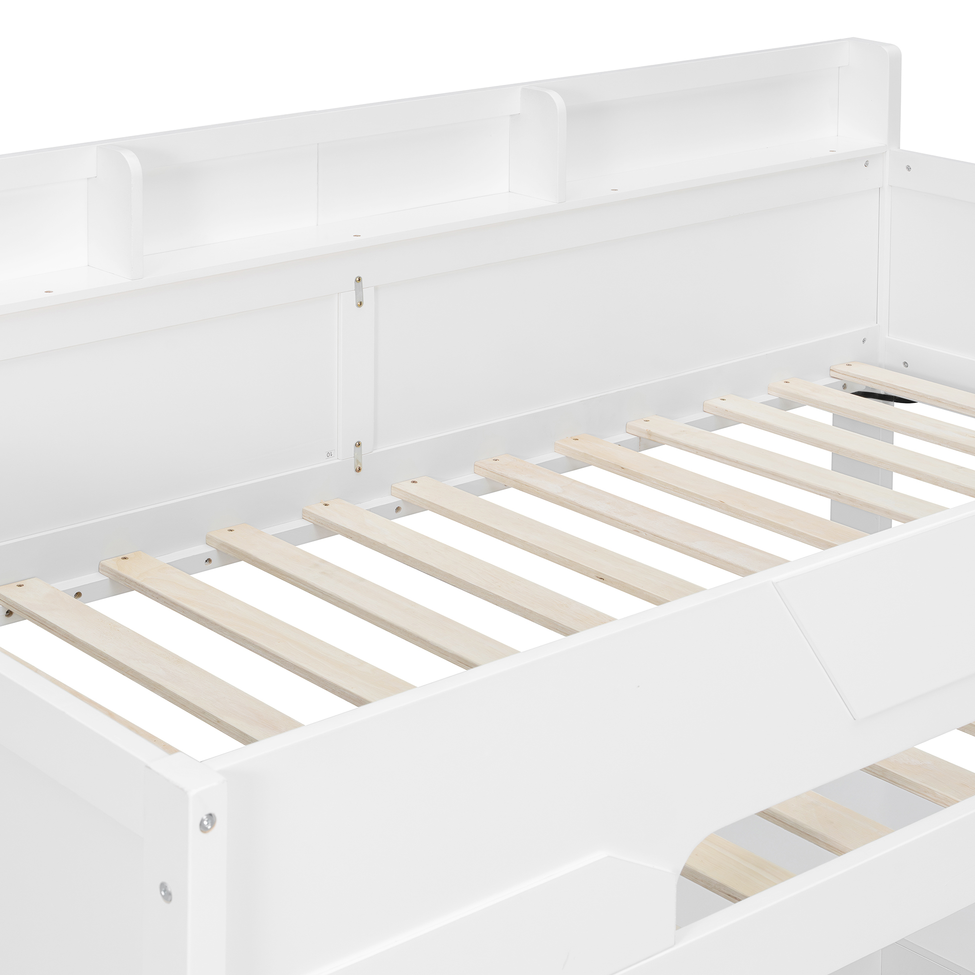 Twin Size Wooden Gaming Loft Bed with U-Shaped Desk, Smart RGB LED Lights and USB Ports