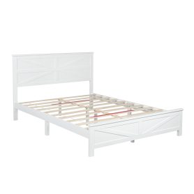 Farmhouse Style Queen Size Bed with Barn Door Designed Headboard and Footboard