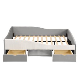 Full Upholstered Daybed Frame With 2 Storage Drawers