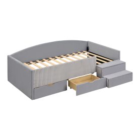 Twin Size Upholstered Daybed Frame With 2 Storage Drawers