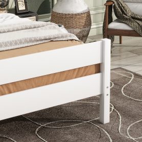 Rubber Wood Twin Platform Bed With Headboard