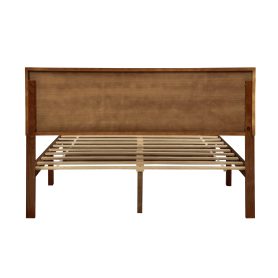 Pine Wood Queen Size Bed with Adjustable Height Headboard