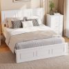 Pine Wood Full Size Bed with Adjustable Height Headboard