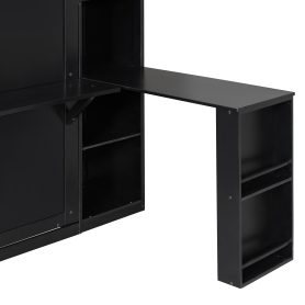 Full Murphy Bed With Desk And Rattan Cabinets