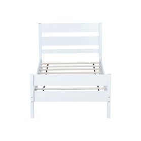 Rubber Wood Twin Platform Bed With Headboard