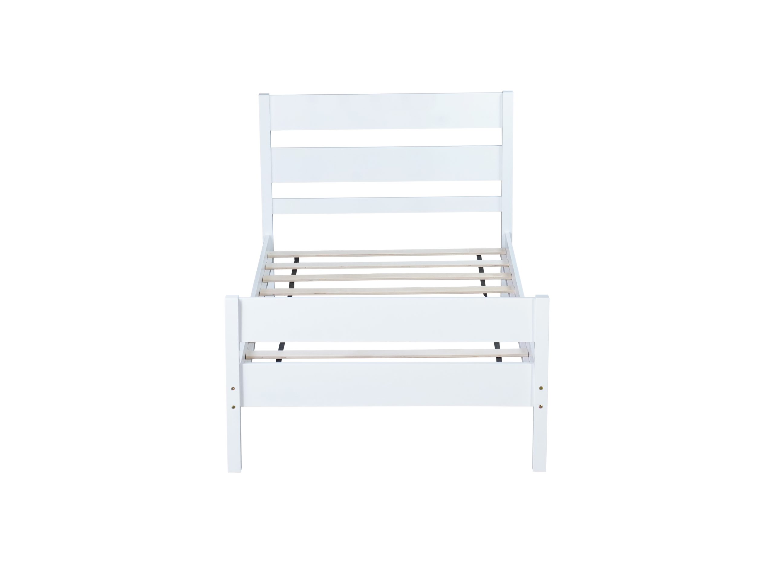 Rubber Wood Twin Platform Bed With Headboard