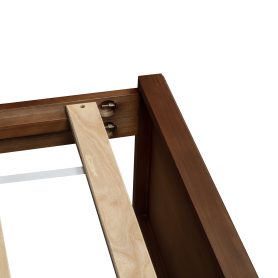 Pine Wood Queen Size Bed with Adjustable Height Headboard