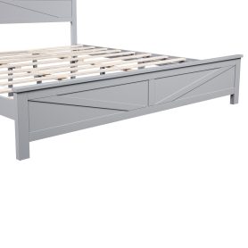 Farmhouse Style King Size Bed with Barn Door Designed Headboard and Footboard