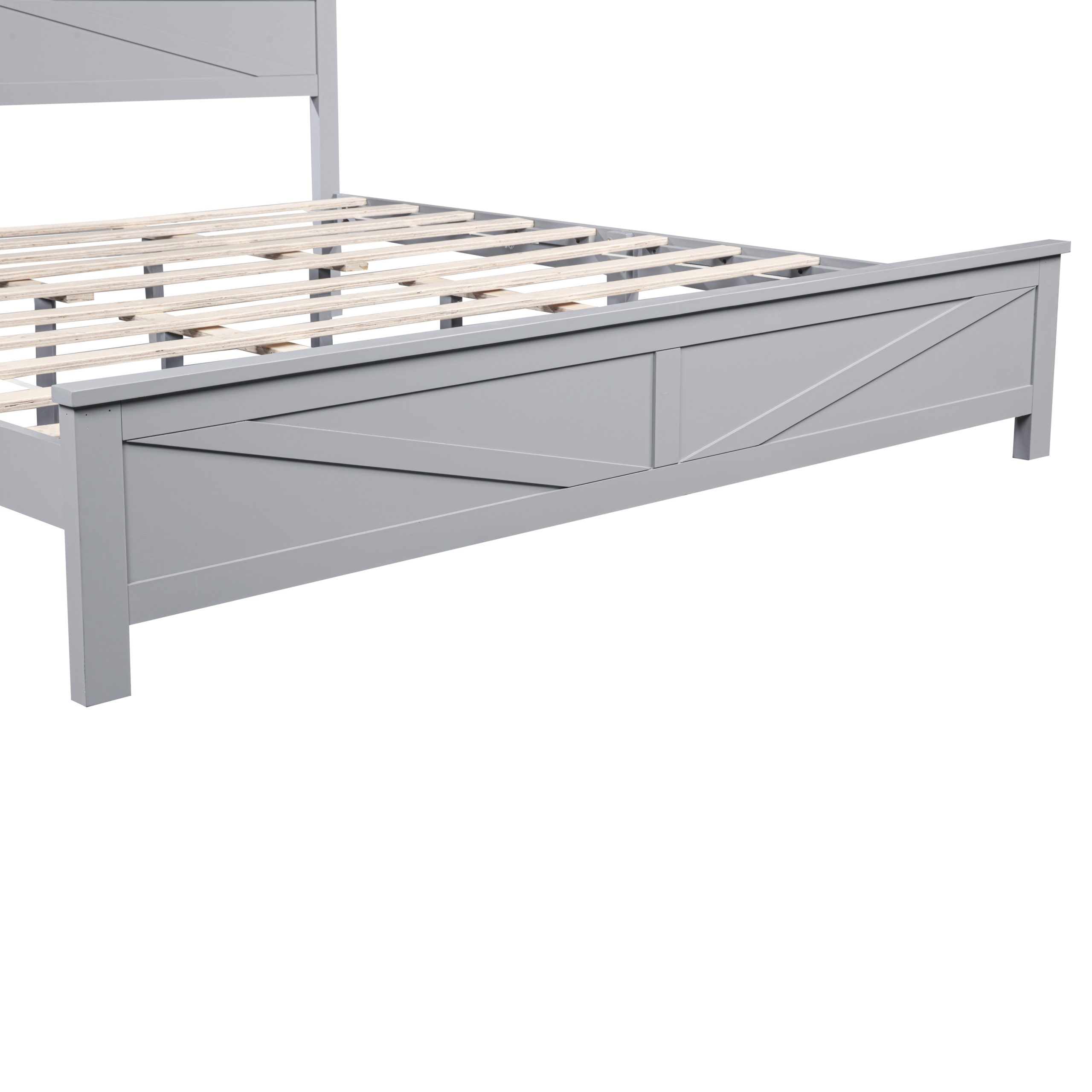 Farmhouse Style King Size Bed with Barn Door Designed Headboard and Footboard
