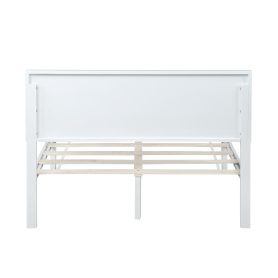 Pine Wood Full Size Bed with Adjustable Height Headboard