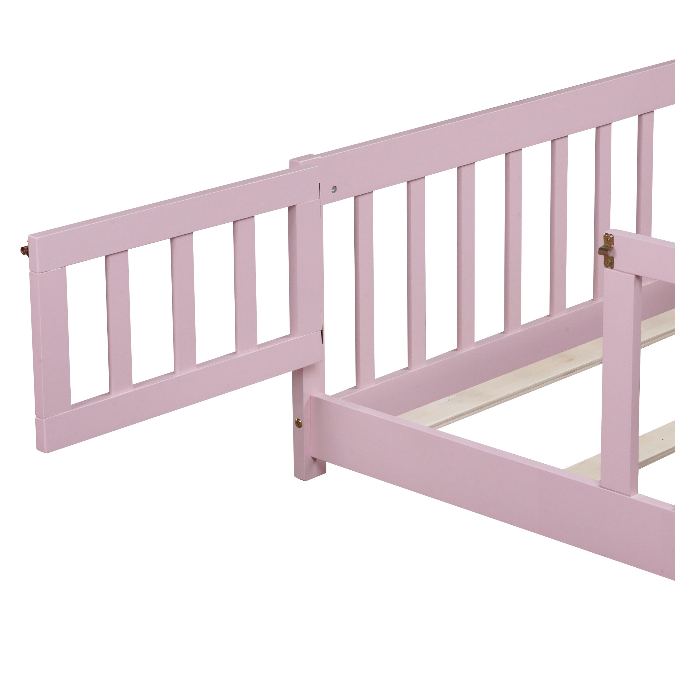 Twin Size Floor Bed with Fence with Door