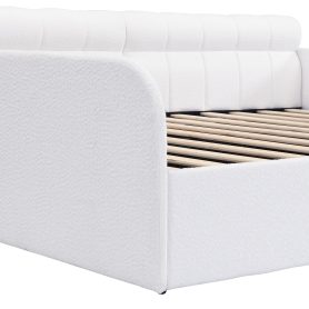 Full Size Boucl Fabric Daybed Frame With Storage Drawer