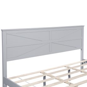 Farmhouse Style King Size Bed with Barn Door Designed Headboard and Footboard