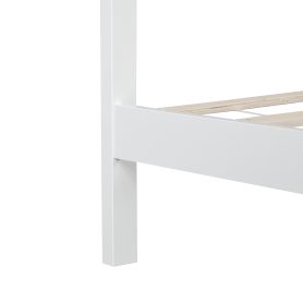 Farmhouse Style Queen Size Bed with Barn Door Designed Headboard and Footboard