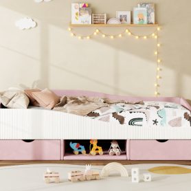 Twin Upholstered Daybed Frame With 2 Storage Drawers