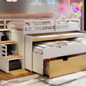 Twin XL Loft Bed with Pull-Out Desk and Twin Trundle