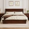 Pine Wood Queen Size Bed with Adjustable Height Headboard