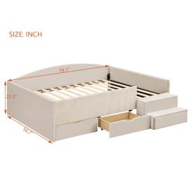 Full Size Upholstered Daybed Frame with 2 Storage Drawers