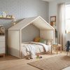 Twin Size Canopy Bed with Upholstered Velvet Side Panels