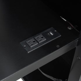 Wood Full Size Loft Bed with Desk, Multi-Storage Shelves and RGB Light