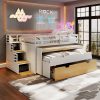 Full XL Loft Bed with Pull-Out Desk and Twin Trundle