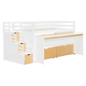 Twin XL Loft Bed with Pull-Out Desk and Twin Trundle