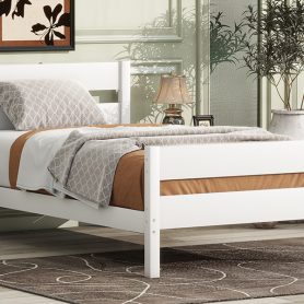 Rubber Wood Twin Platform Bed With Headboard