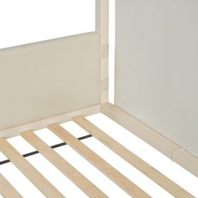 Twin Size Canopy Bed with Upholstered Velvet Side Panels