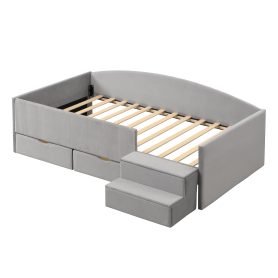 Twin Size Upholstered Daybed Frame With 2 Storage Drawers