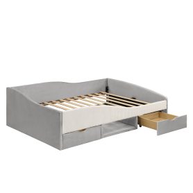Full Upholstered Daybed Frame With 2 Storage Drawers