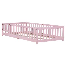 Twin Size Floor Bed with Fence with Door