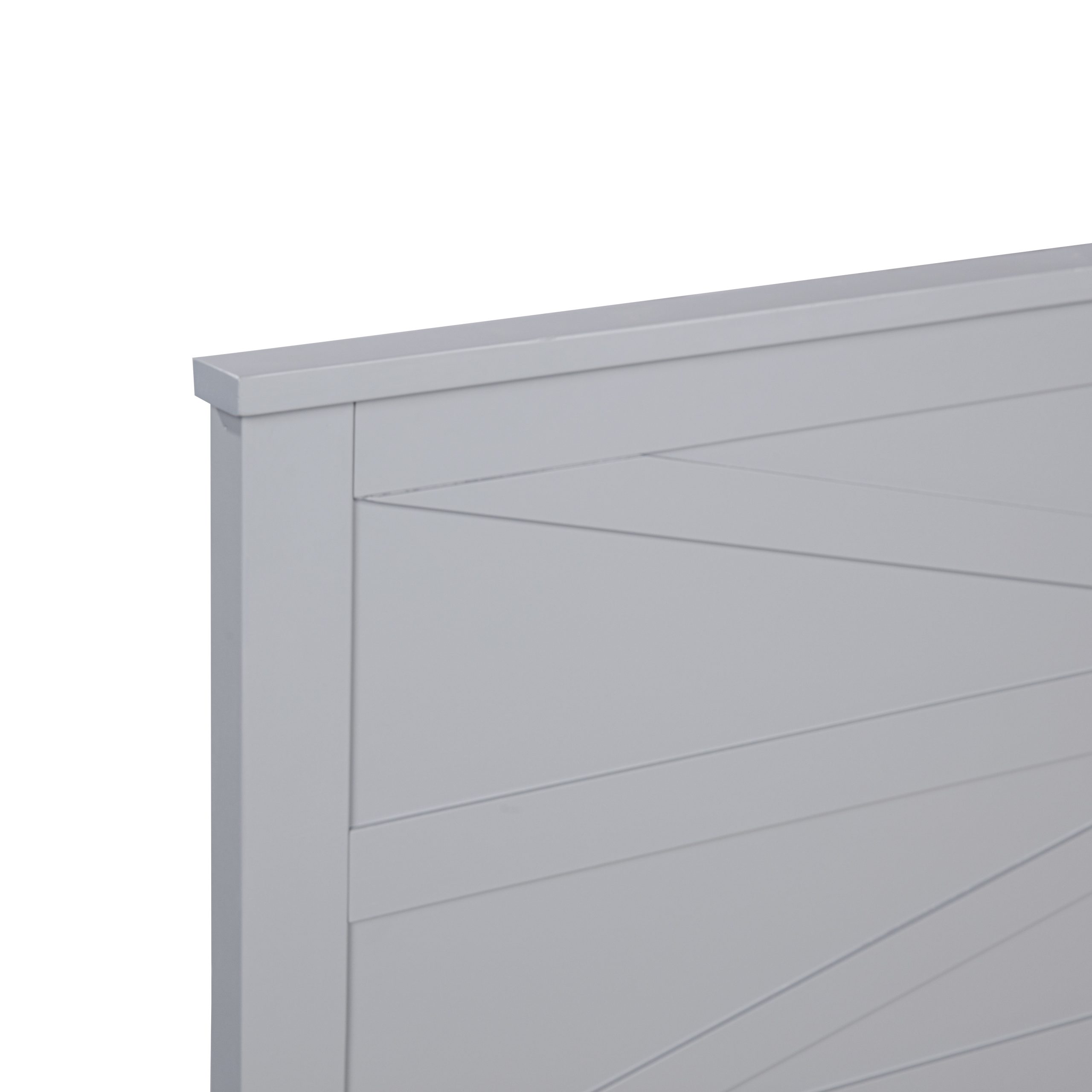 Farmhouse Style King Size Bed with Barn Door Designed Headboard and Footboard
